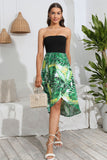 Vestido de Verano Verde Sin Tirantes Estampado