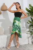 Vestido de Verano Verde Sin Tirantes Estampado