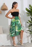 Vestido de Verano Verde Sin Tirantes Estampado