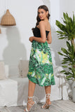 Vestido de Verano Verde Sin Tirantes Estampado