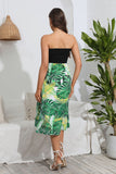 Vestido de Verano Verde Sin Tirantes Estampado
