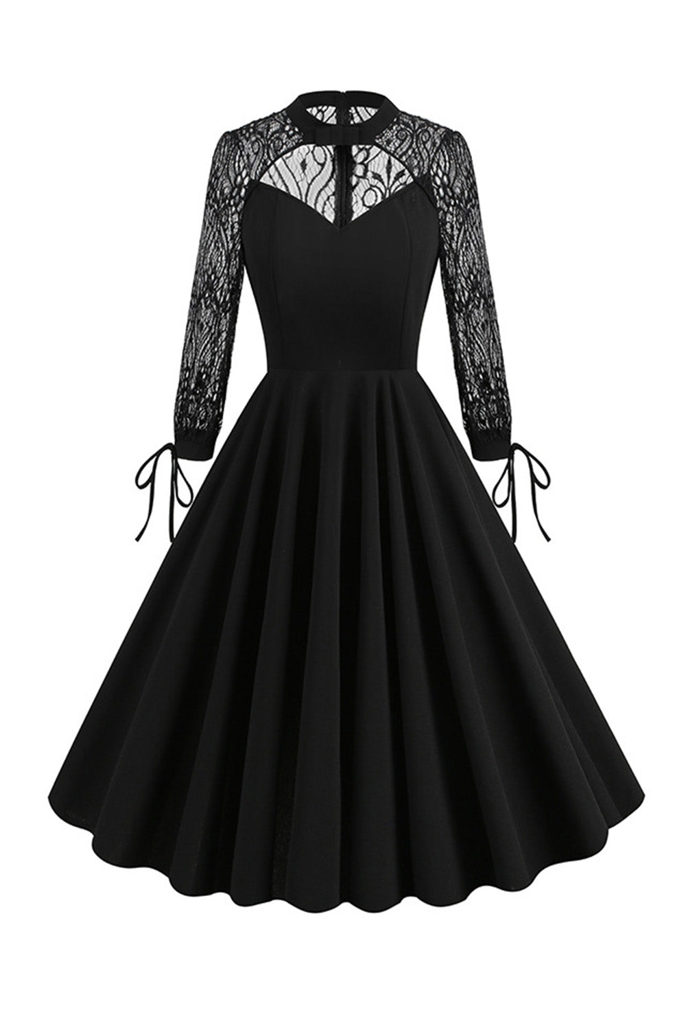 Mangas largas negras encaje vestido vintage