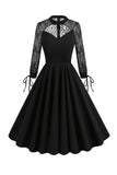 Mangas largas negras encaje vestido vintage