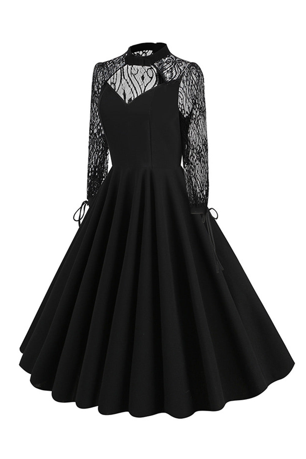 Mangas largas negras encaje vestido vintage