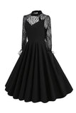 Mangas largas negras encaje vestido vintage