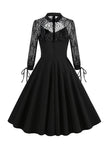 Mangas largas negras encaje vestido vintage