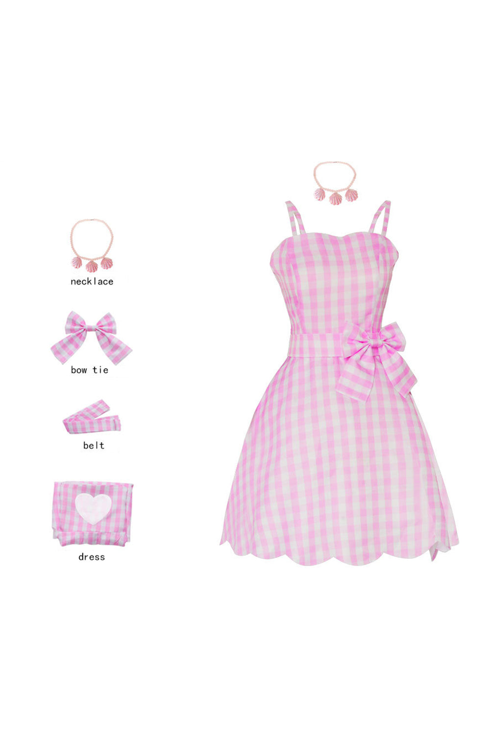 Vestido rosa a cuadros vintage de la década de 1950