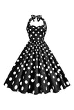 Pink Polka Dots Pin Up Vestido vintage de la década de 1950