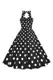 Pink Polka Dots Pin Up Vestido vintage de la década de 1950
