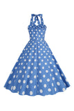 Pink Polka Dots Pin Up Vestido vintage de la década de 1950