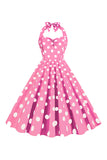 Pink Polka Dots Pin Up Vestido vintage de la década de 1950