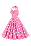 Pink Polka Dots Pin Up Vestido vintage de la década de 1950