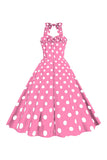 Pink Polka Dots Pin Up Vestido vintage de la década de 1950