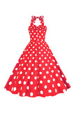 Pink Polka Dots Pin Up Vestido vintage de la década de 1950