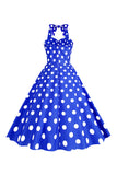 Pink Polka Dots Pin Up Vestido vintage de la década de 1950