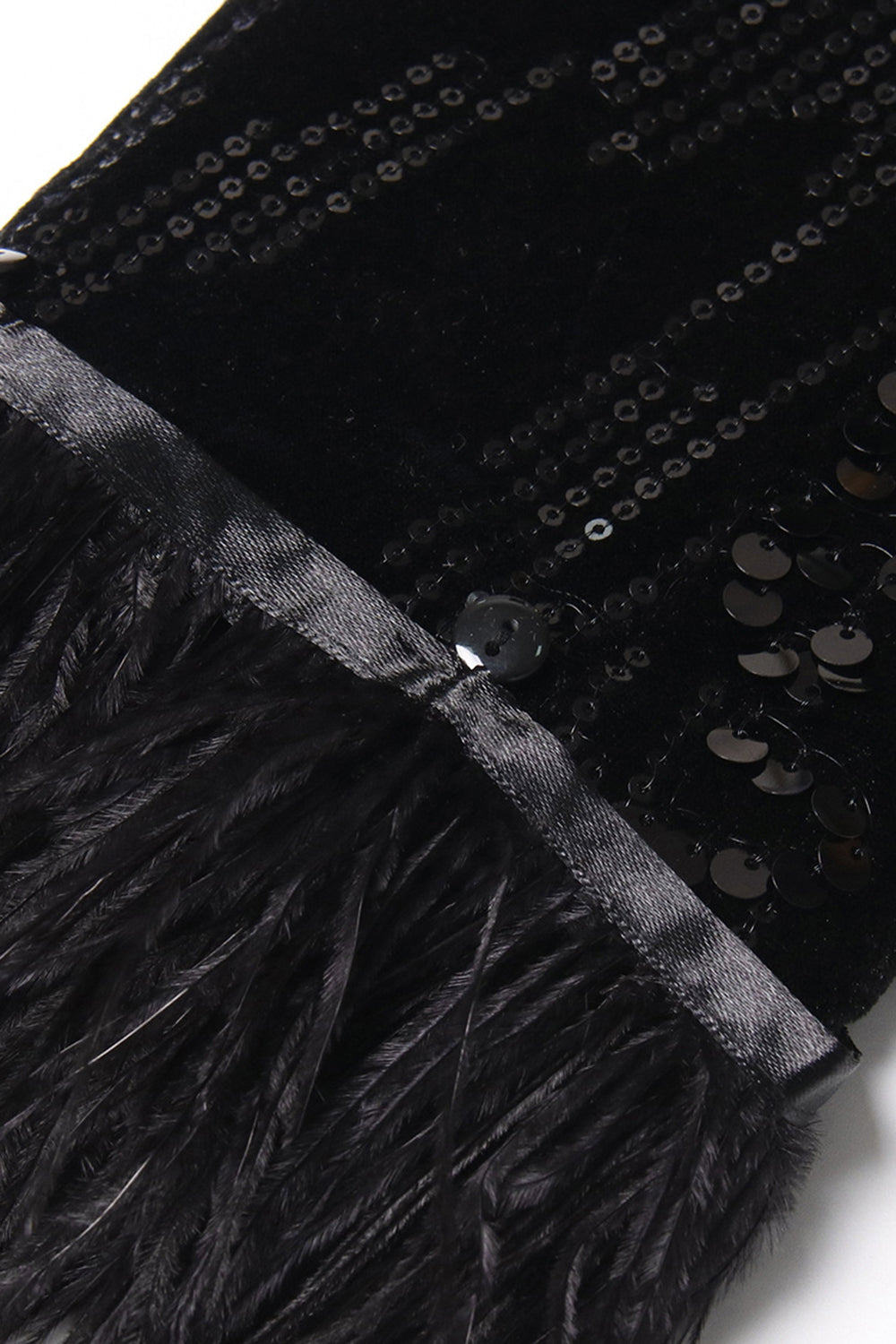 Sparkly Black Peak Lapel Selentejuelas Mujer Blazer con Plumas