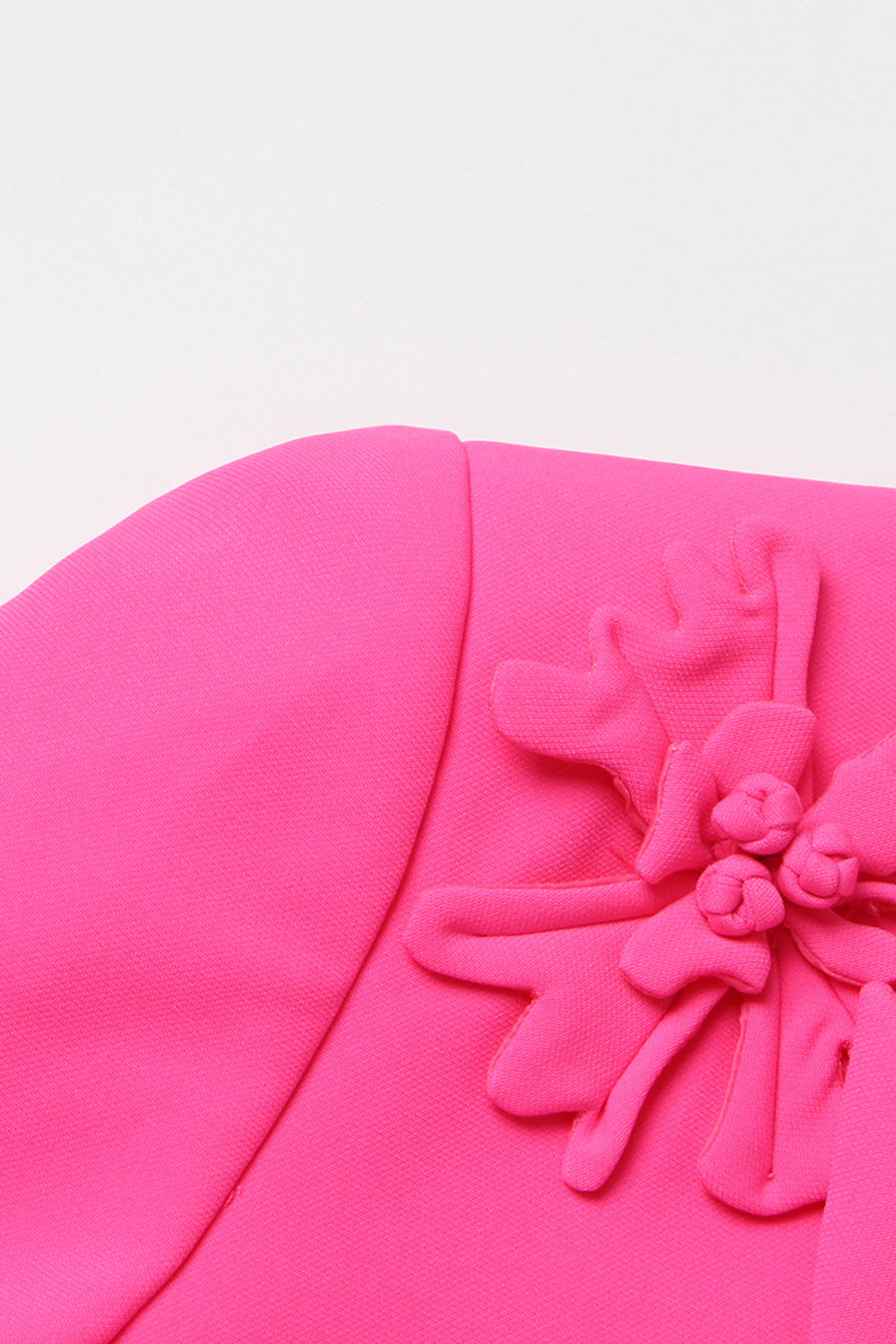 Fuchsia Double Breated Peak Lapel Blazer de Mujer con Flores
