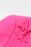 Fuchsia Double Breated Peak Lapel Blazer de Mujer con Flores