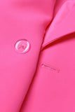 Fuchsia Double Breated Peak Lapel Blazer de Mujer con Flores