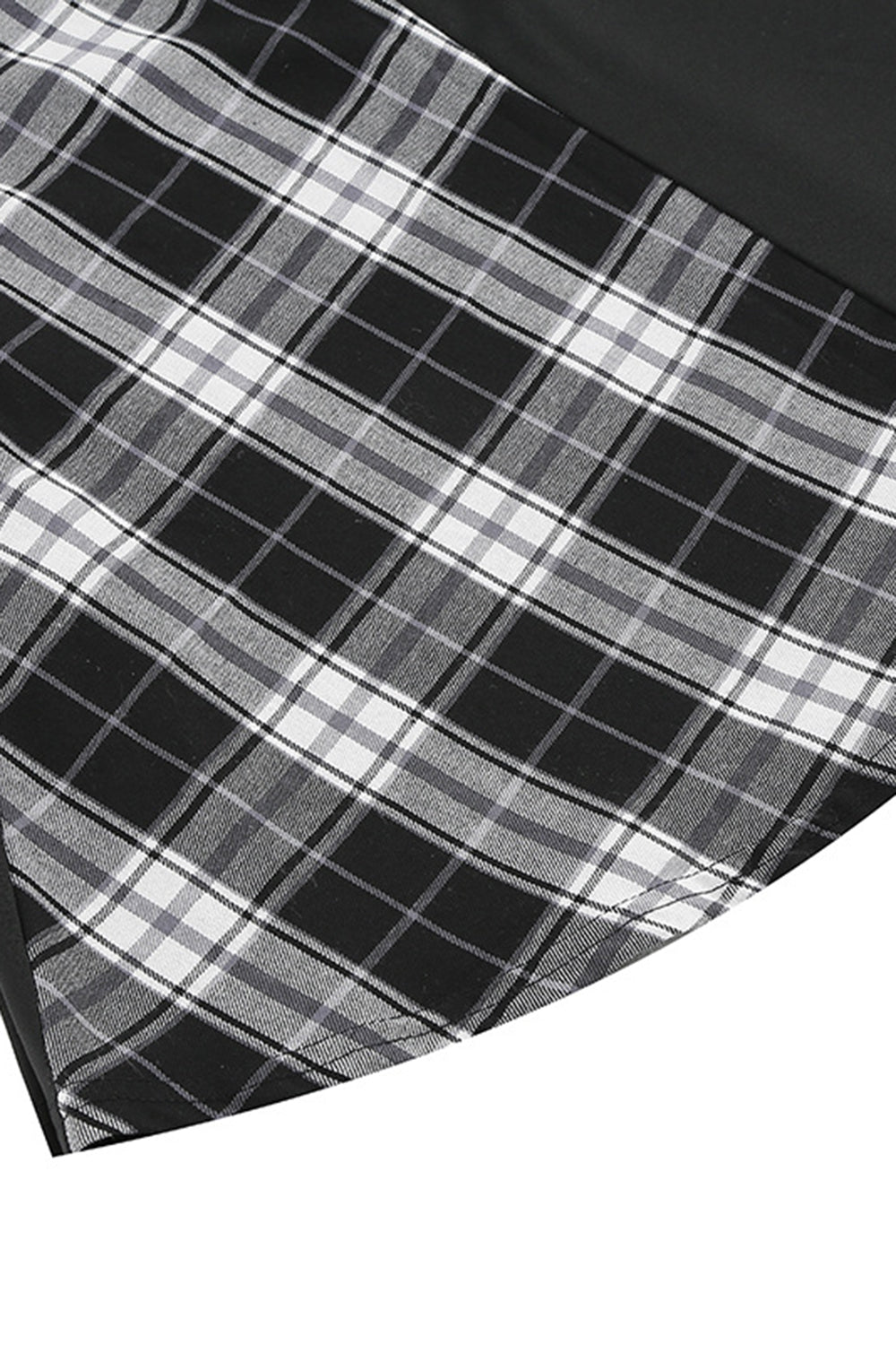 Vestido a cuadros negros de un hombro de estilo retro de la década de 1950
