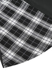 Vestido a cuadros negros de un hombro de estilo retro de la década de 1950