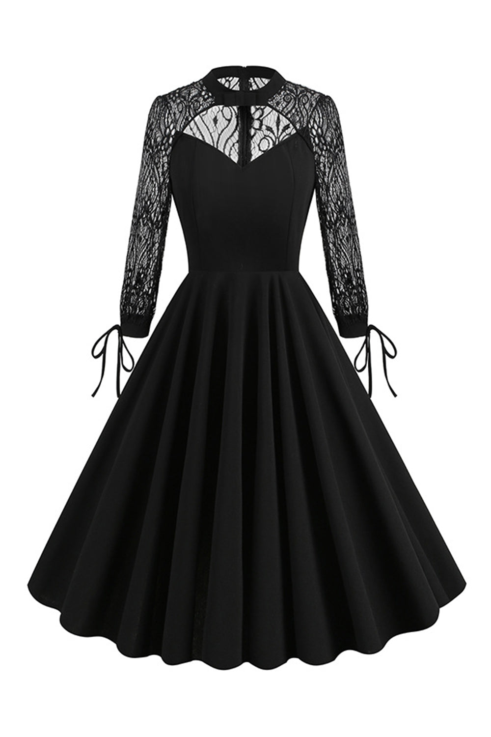 Vestido de encaje sin espalda hueco oscuro retro de Halloween