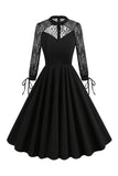 Vestido de encaje sin espalda hueco oscuro retro de Halloween