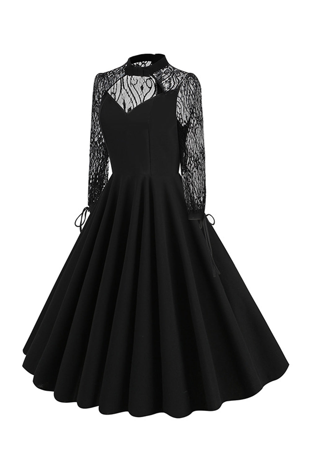 Vestido de encaje sin espalda hueco oscuro retro de Halloween