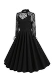 Vestido de encaje sin espalda hueco oscuro retro de Halloween