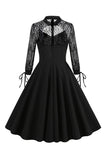 Vestido de encaje sin espalda hueco oscuro retro de Halloween