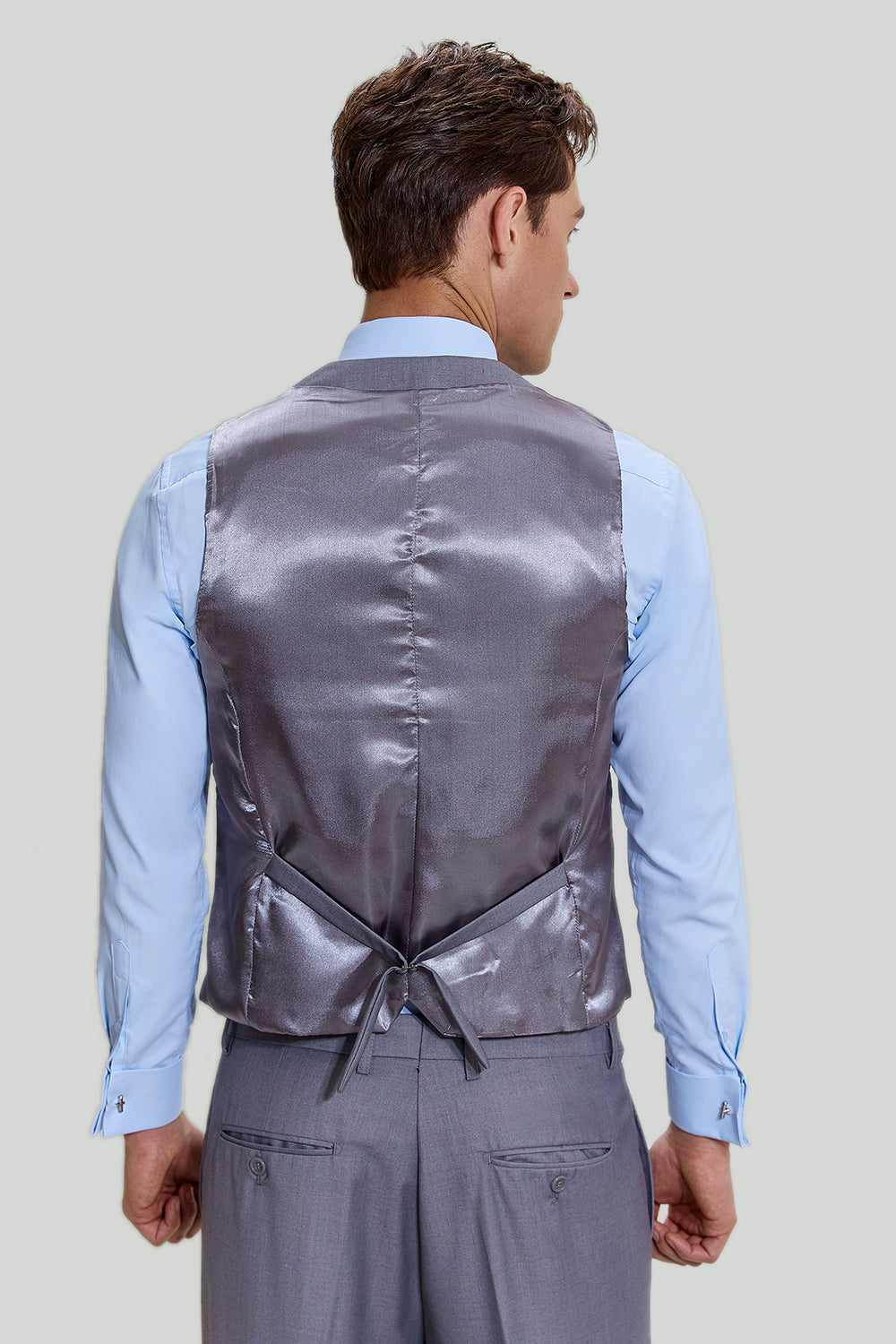 Gris Trajes de fiesta de solapa con muescas para hombres de 3 piezas