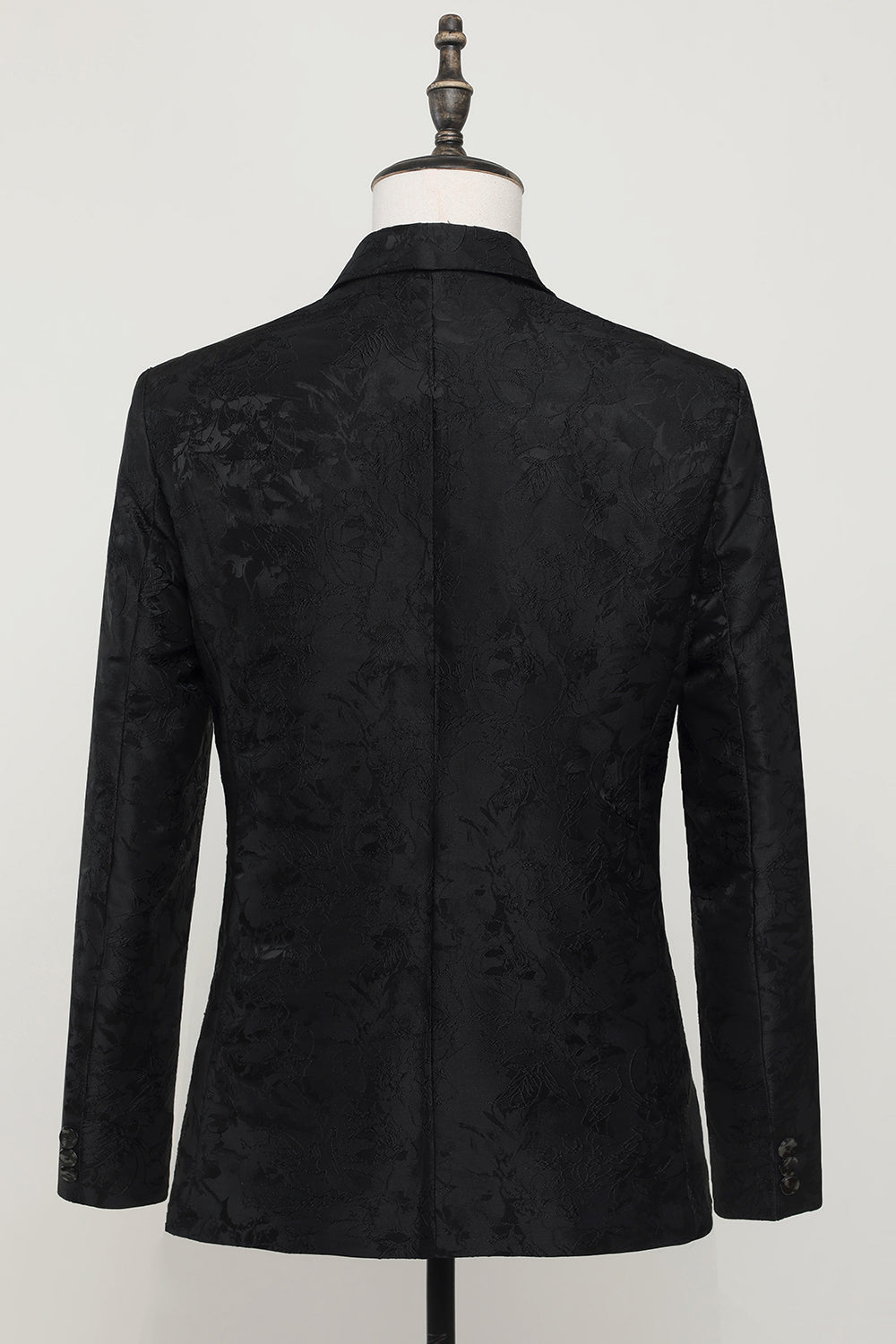 Blazer Negro Jacquard Satin Solapa de Muesca