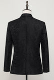 Blazer Negro Jacquard Satin Solapa de Muesca