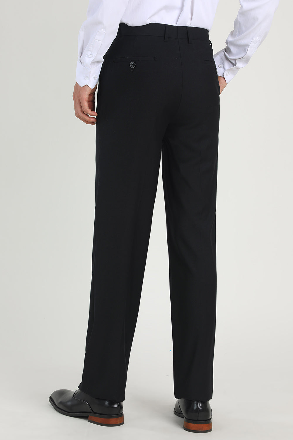 Negro Pantalones de traje de cintura alta para hombre