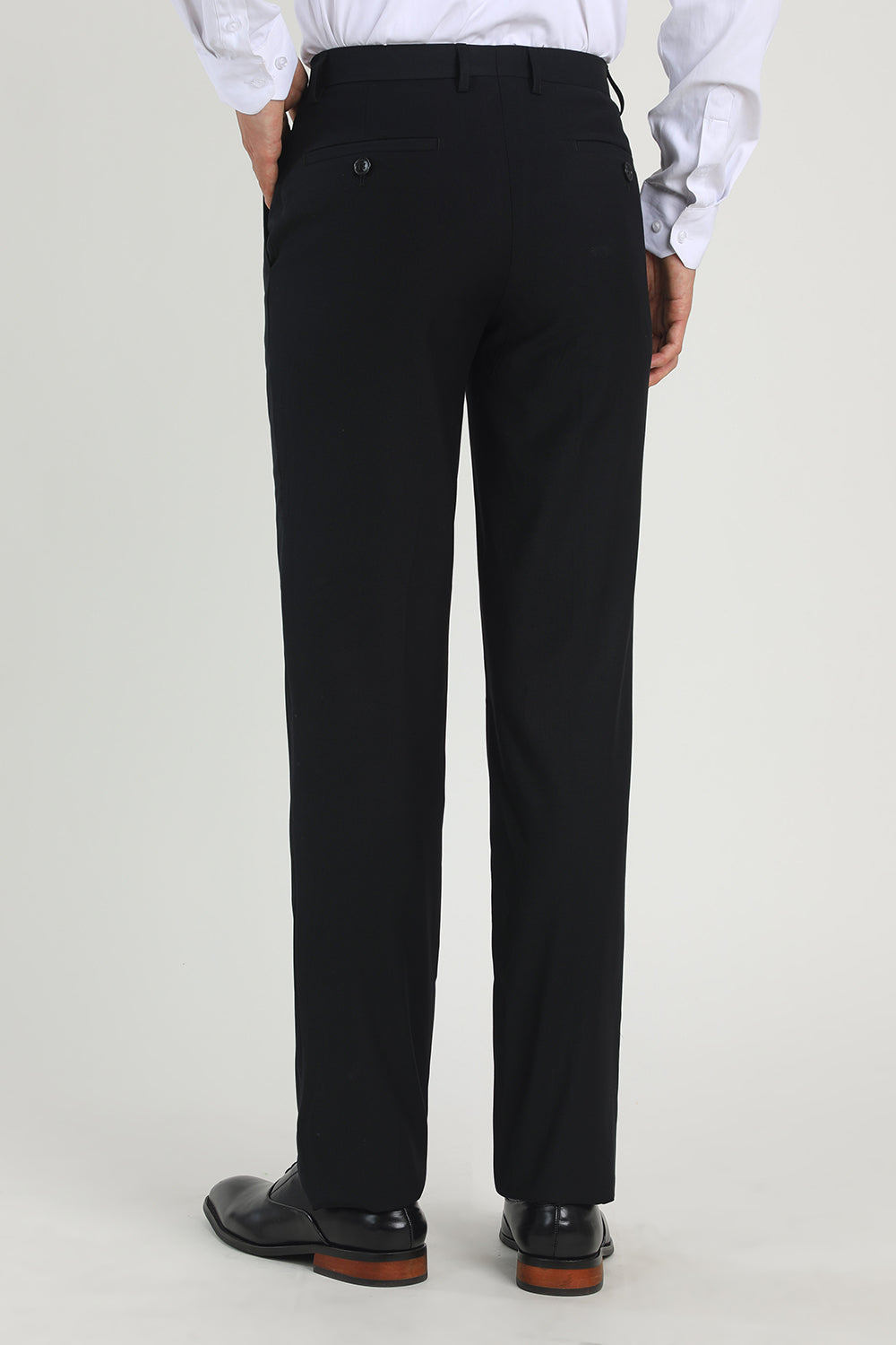 Pantalones de traje de cintura alta Negro para hombre para boda