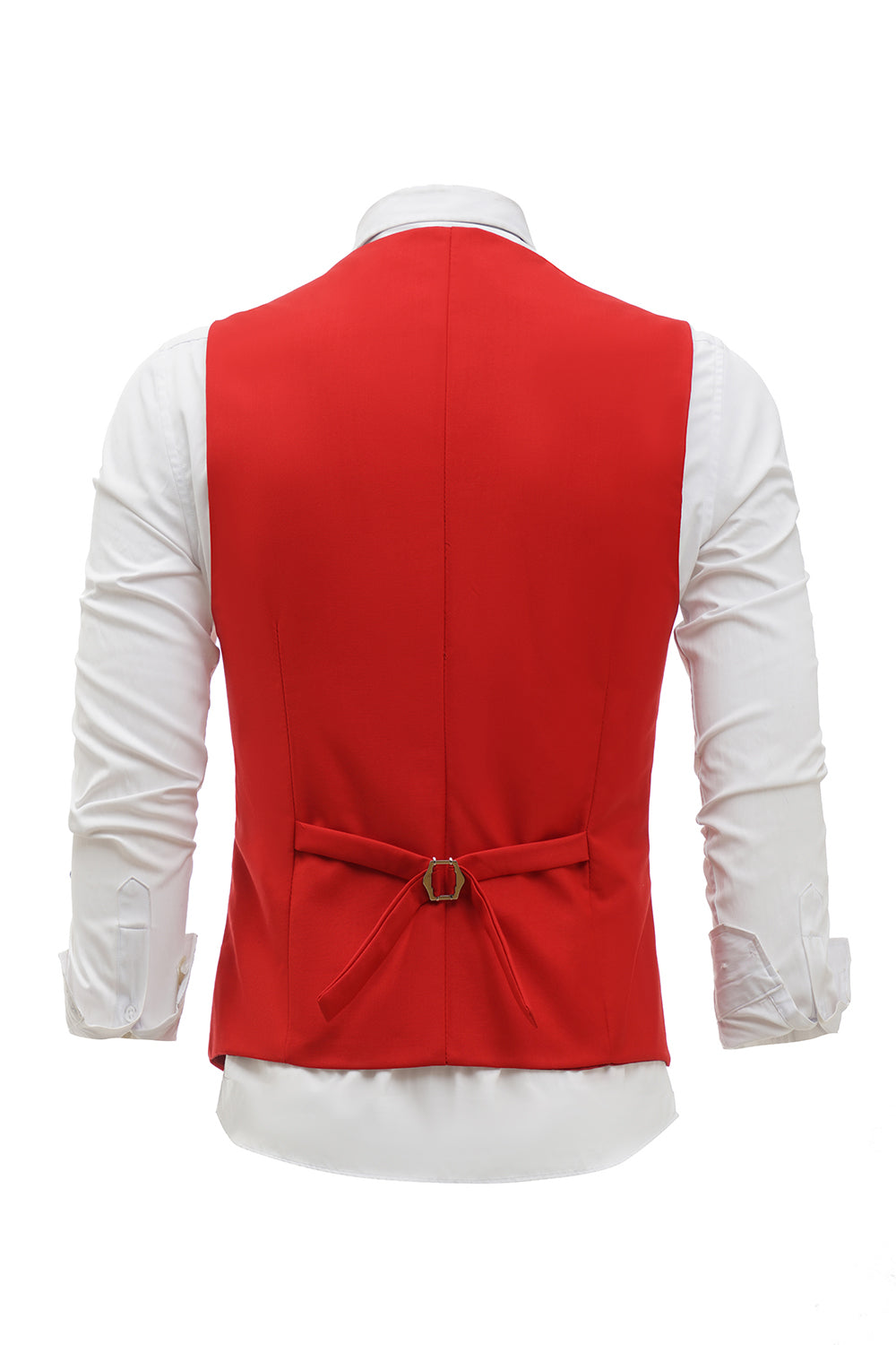 Chaleco de traje para hombre solapa de pecho rojo