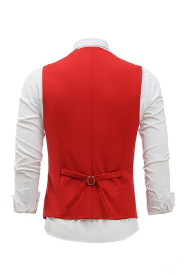 Chaleco de traje para hombre solapa de pecho rojo