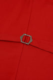 Chaleco de traje para hombre solapa de pecho rojo