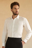 Mangas Largas Camisa Blanca de Traje Para Hombre