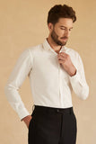 Mangas Largas Camisa Blanca de Traje Para Hombre