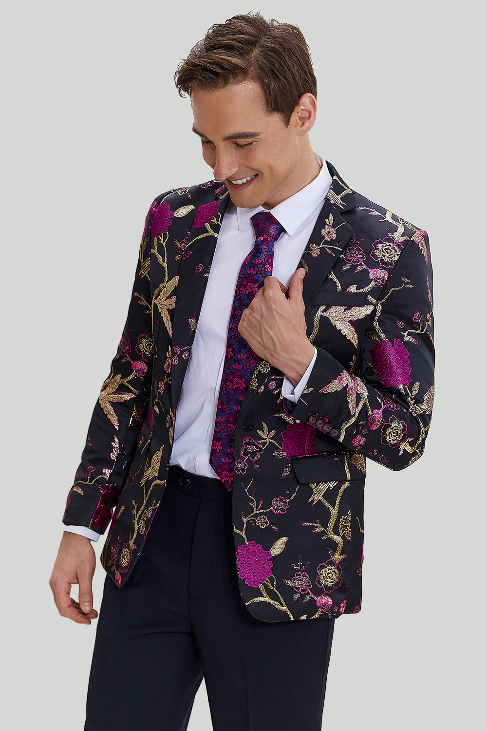 Negro Blazer de Fiesta Solapa de Muesca