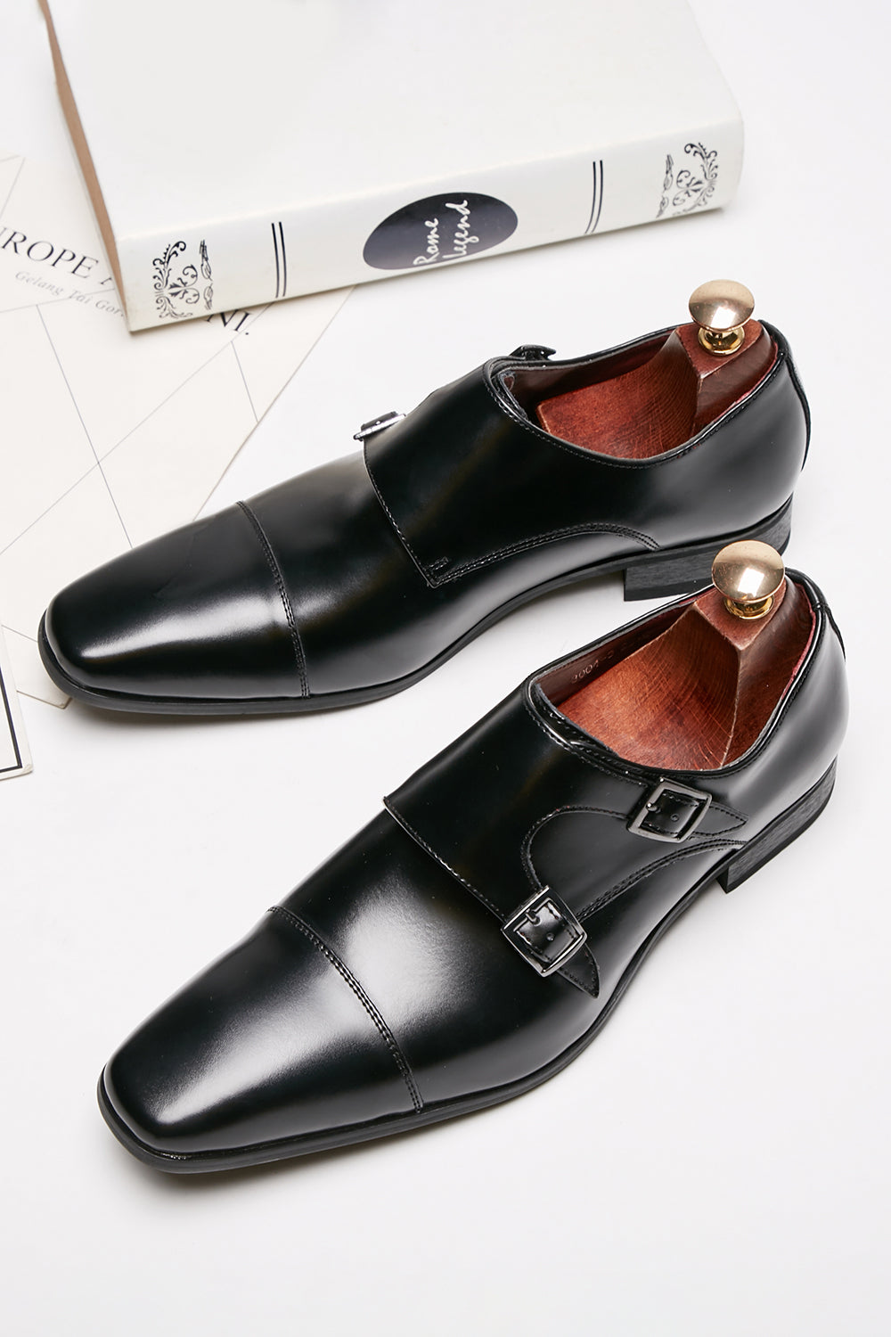Zapatos de vestir de cuero negro para hombre