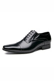 Negro Zapatos formales de cuero con cordones para hombre