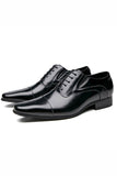Negro Zapatos formales de cuero con cordones para hombre