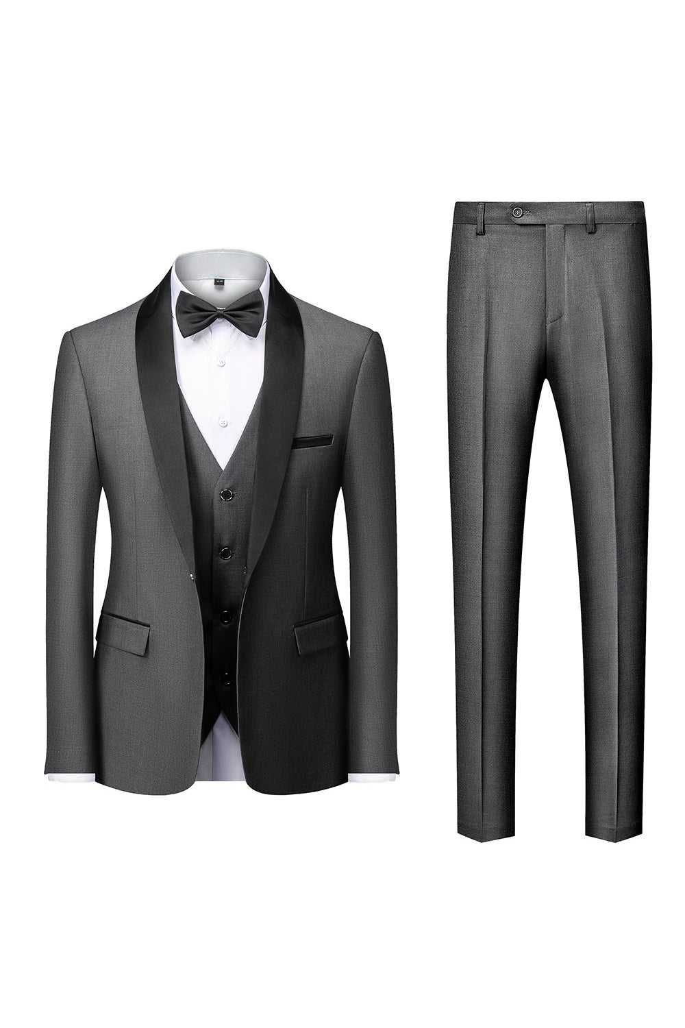 Chal Gris Solapa Hombre 3 Piezas Trajes