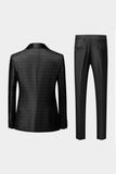 Chal Negro Solapa Jacquard 3 Piezas Trajes De Hombre