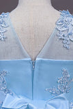 Tul Vestidos de Pajecitas Azul Claro Con Apliques