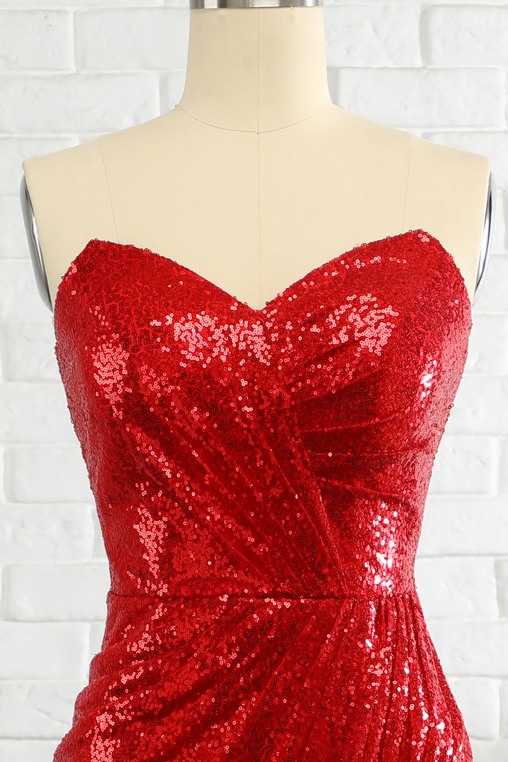 Funda Sweetheart Red Sequins Vestido de graduación con lentejuelas