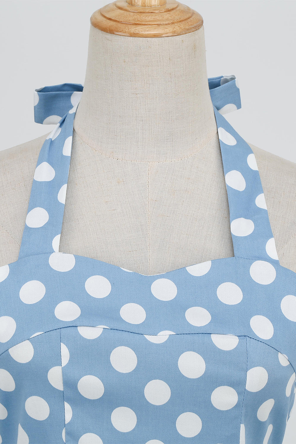 Halter Blue Polka Dots Vestido de la década de 1950