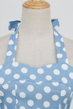 Halter Blue Polka Dots Vestido de la década de 1950